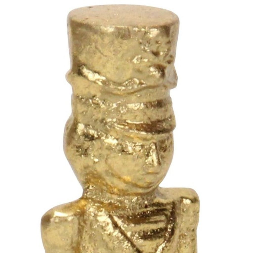 7" Gold Cast Iron Christmas Nutcracker Hand Painted Figurine