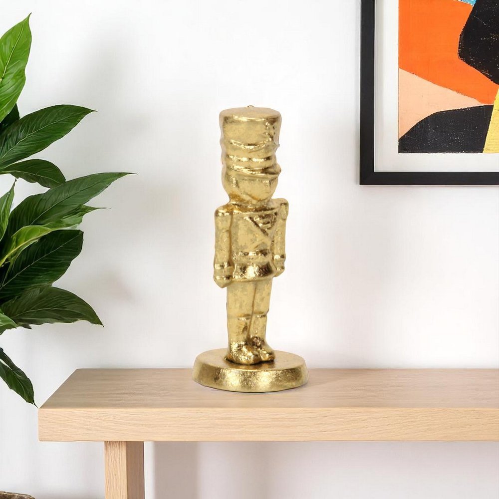 6" Gold Cast Iron Christmas Nutcracker Hand Painted Figurine