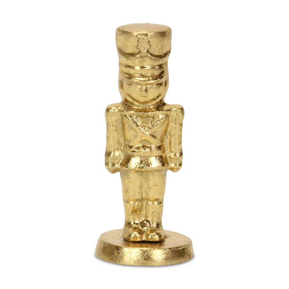 6" Gold Cast Iron Christmas Nutcracker Hand Painted Figurine