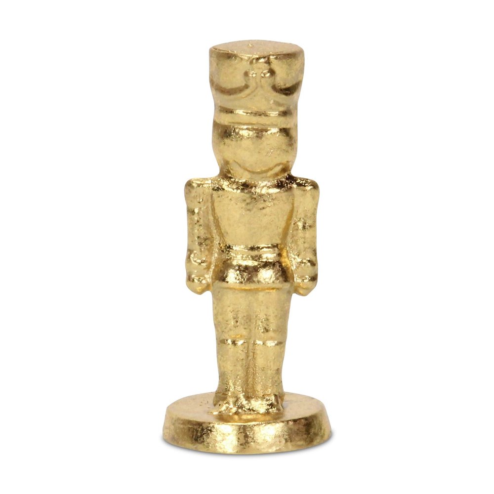 6" Gold Cast Iron Christmas Nutcracker Hand Painted Figurine
