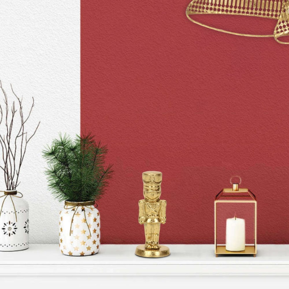 6" Gold Cast Iron Christmas Nutcracker Hand Painted Figurine