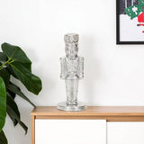 7" Silver Cast Iron Christmas Nutcracker Hand Painted Figurine