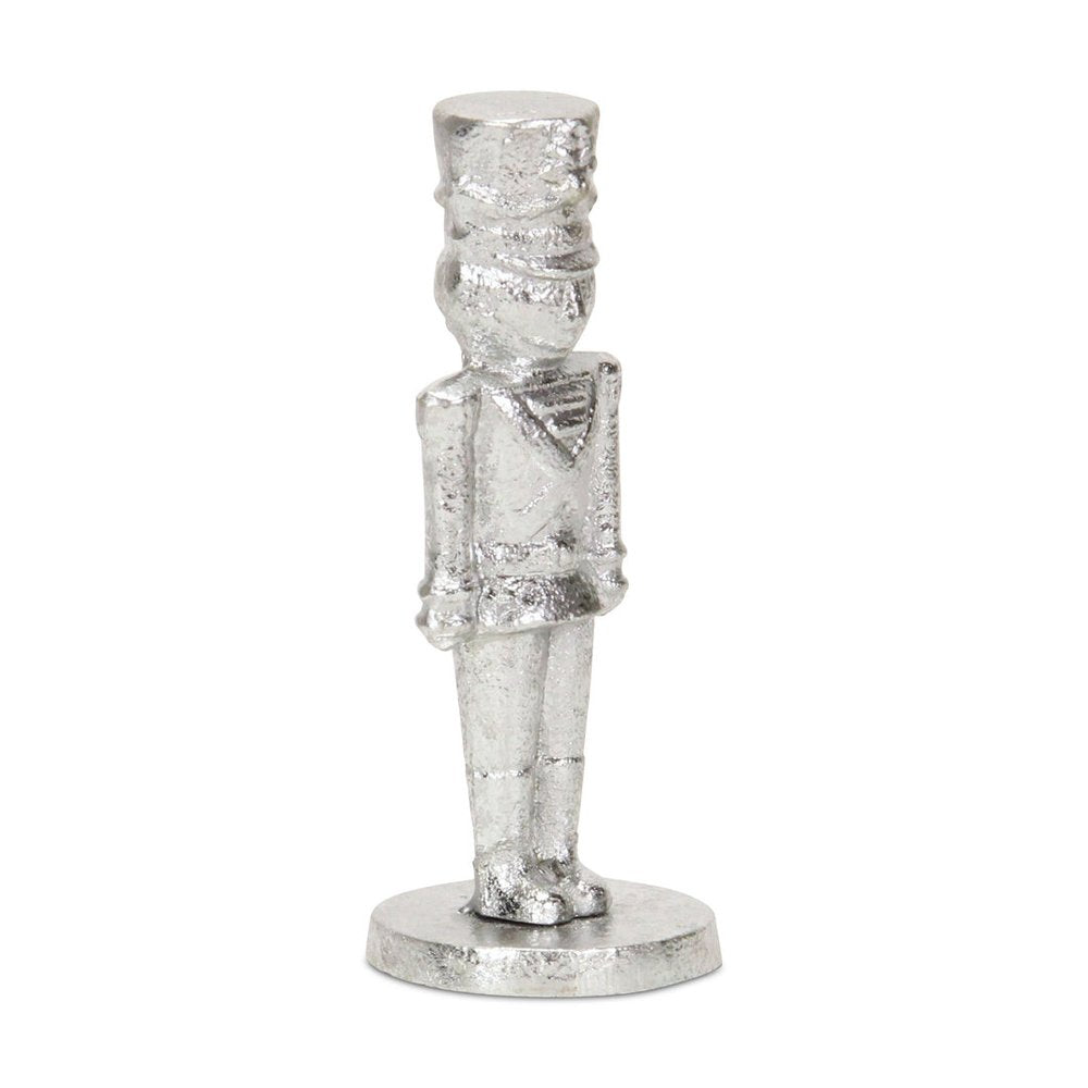 7" Silver Cast Iron Christmas Nutcracker Hand Painted Figurine