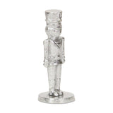 7" Silver Cast Iron Christmas Nutcracker Hand Painted Figurine