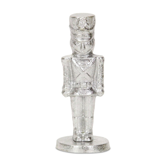 7" Silver Cast Iron Christmas Nutcracker Hand Painted Figurine