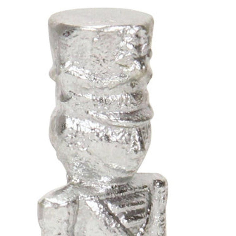 7" Silver Cast Iron Christmas Nutcracker Hand Painted Figurine