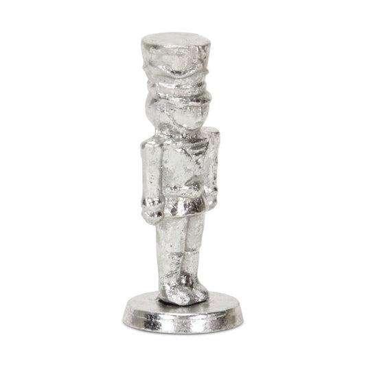 6" Silver Cast Iron Christmas Nutcracker Hand Painted Figurine