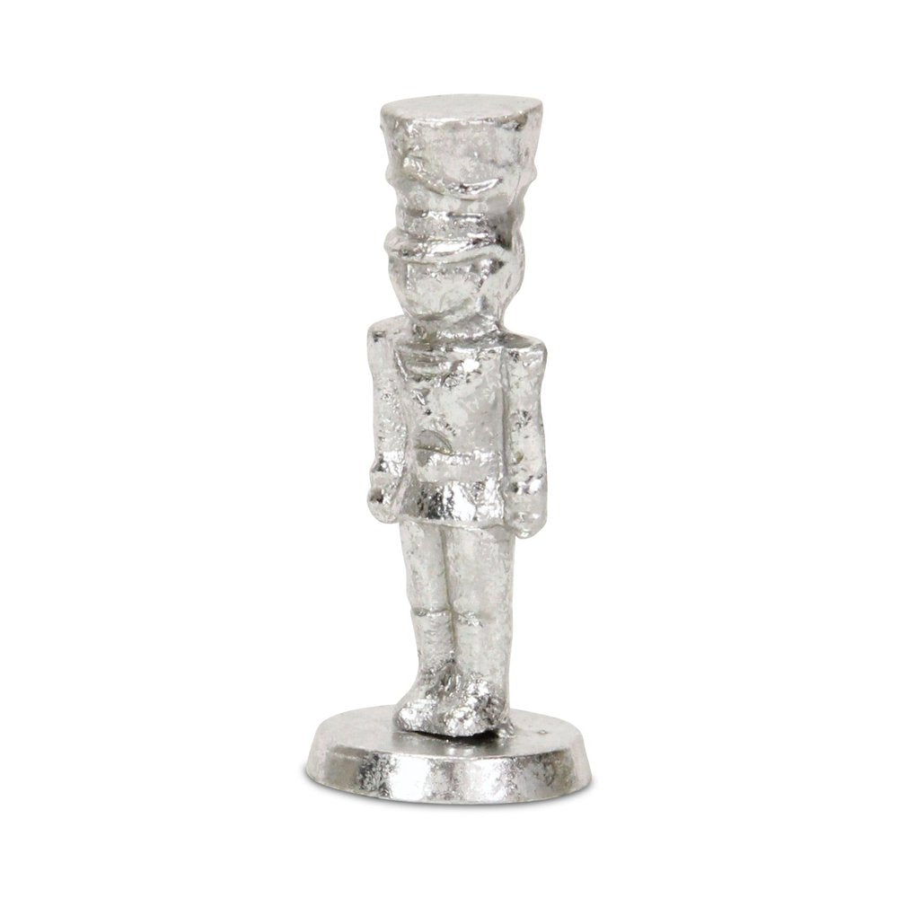 6" Silver Cast Iron Christmas Nutcracker Hand Painted Figurine