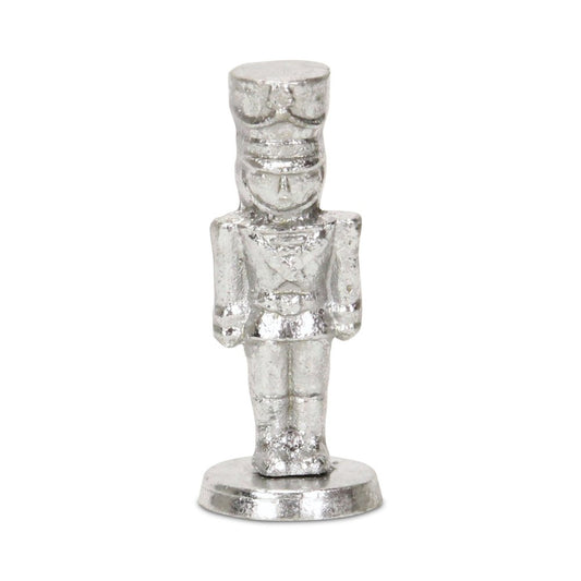6" Silver Cast Iron Christmas Nutcracker Hand Painted Figurine