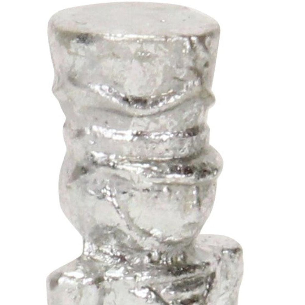 6" Silver Cast Iron Christmas Nutcracker Hand Painted Figurine