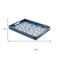16" Blue And White Geometric Star And Trees Serving Tray With Handles