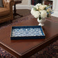 16" Blue And White Geometric Star And Trees Serving Tray With Handles