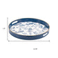14" Blue White And Gold Pinecone Round Serving Tray