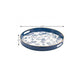 14" Blue White And Gold Pinecone Round Serving Tray