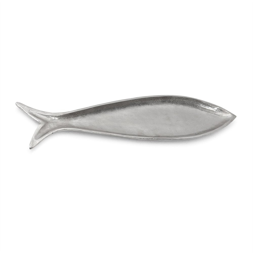 23" Silver Cast Aluminum Fish Serving Tray