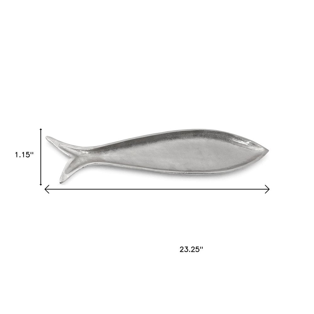 23" Silver Cast Aluminum Fish Serving Tray