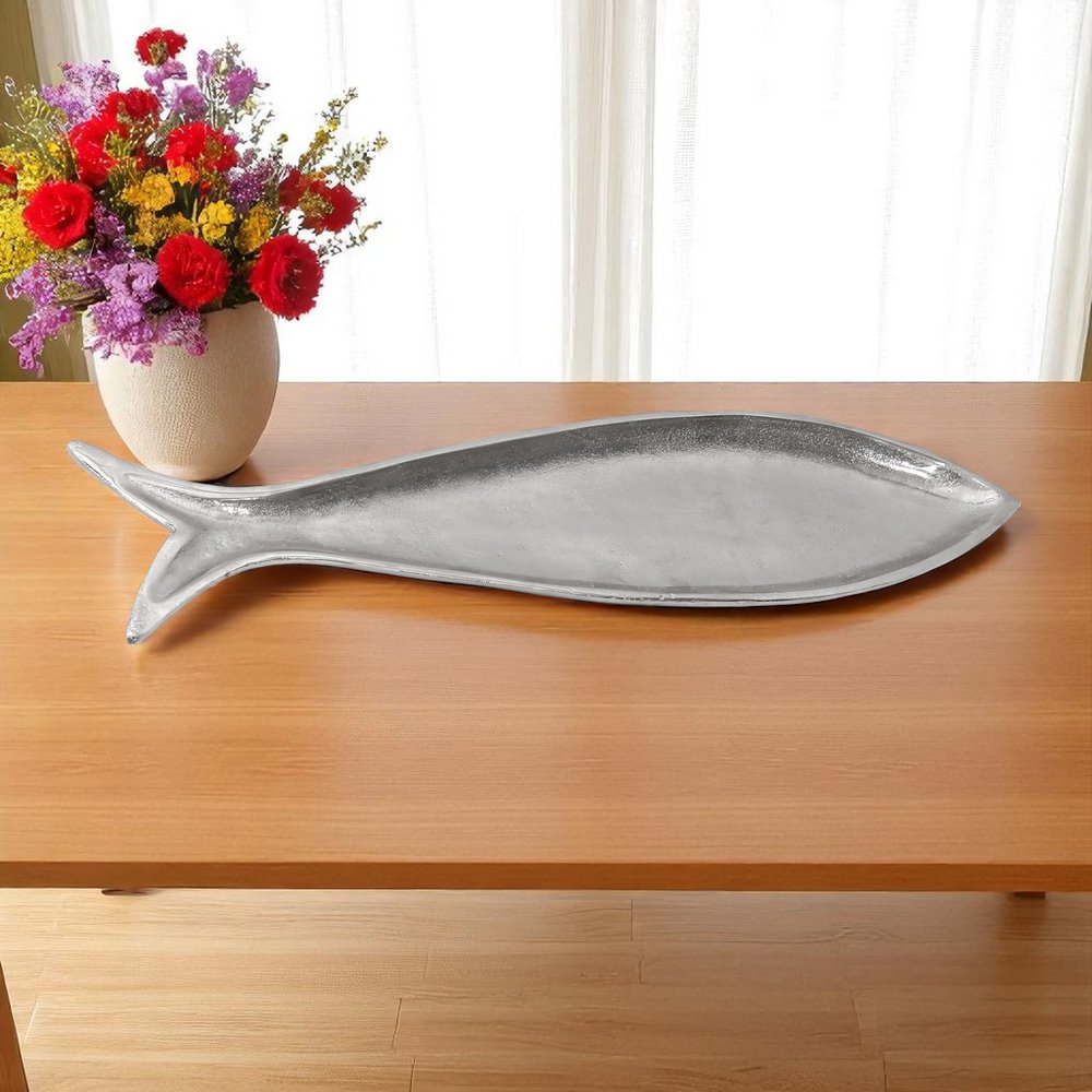 23" Silver Cast Aluminum Fish Serving Tray