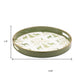 14" Green White And Gold Woodland Scene Round Serving Tray With Handles