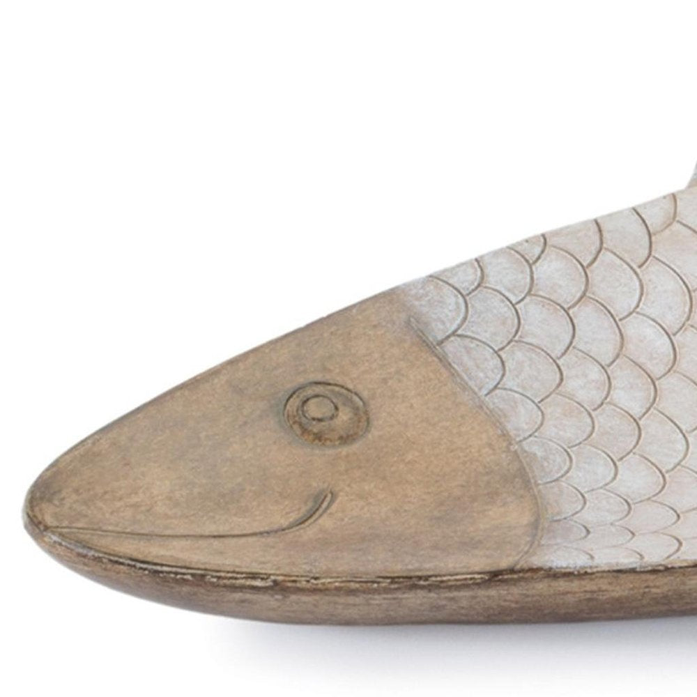 23" Brown Ceramic Etched Fish Serving Tray