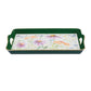 17" Green And White Watercolor Floral Serving Tray With Handles