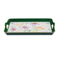 17" Green And White Watercolor Floral Serving Tray With Handles