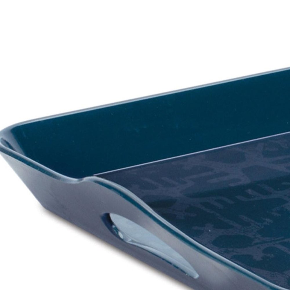 17" Blue Abstract Geo Printed Serving Tray