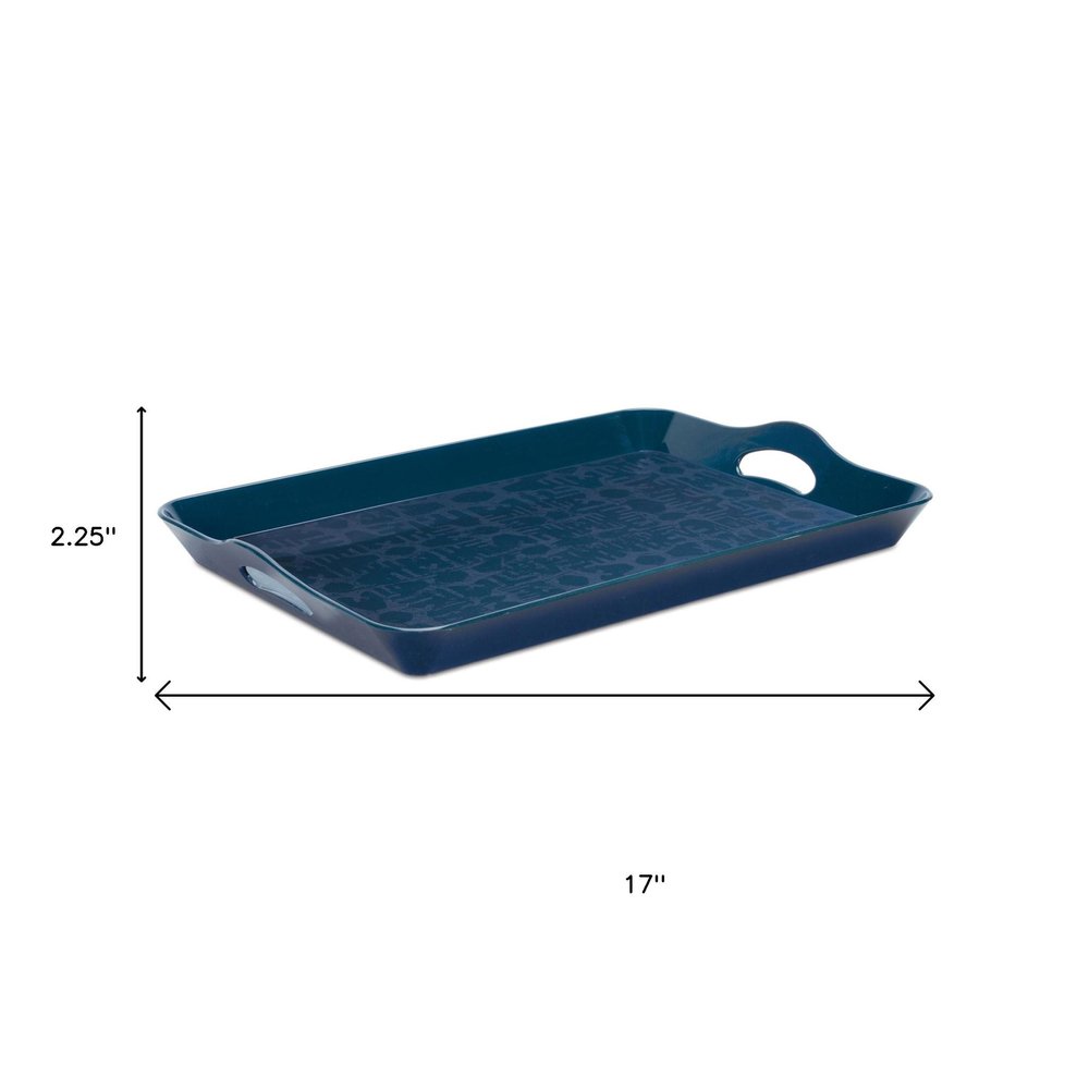 17" Blue Abstract Geo Printed Serving Tray