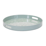 14" Pale Sage Mushrooms Round Serving Tray With Handles