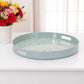 14" Pale Sage Mushrooms Round Serving Tray With Handles