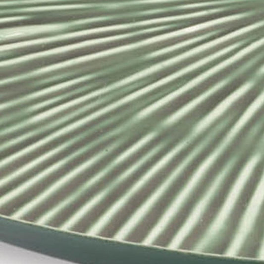 14" Green Metal Etched Round Serving Tray