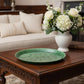 14" Green Metal Etched Round Serving Tray