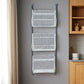 24" White And Gray Metal Baskets Wall Mounted Cubby Shelf
