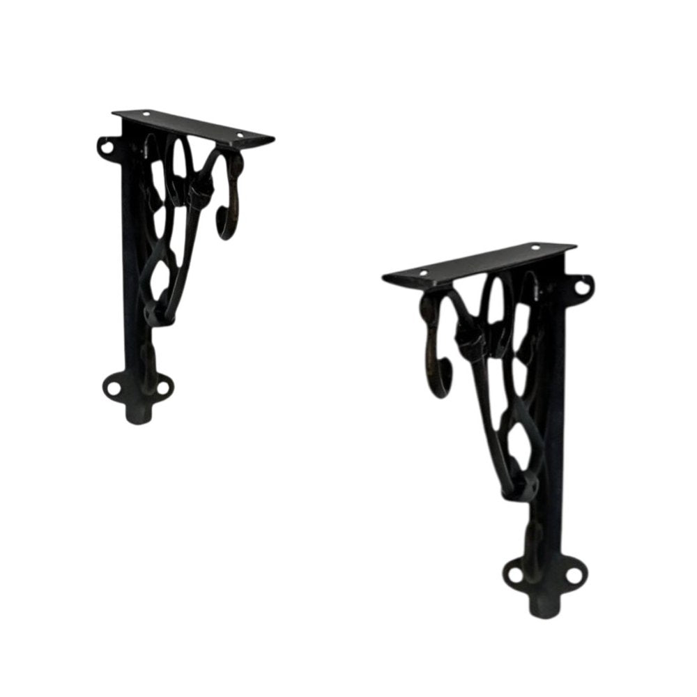 8" Set Of Two Black Metal Wall Mounted Shelf Brackets