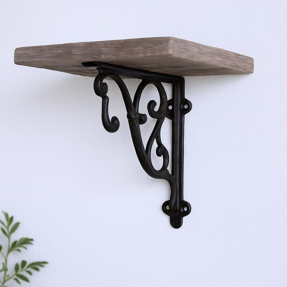 8" Set Of Two Black Metal Wall Mounted Shelf Brackets