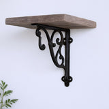 8" Set Of Two Black Metal Wall Mounted Shelf Brackets