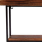 36" Set Of Two Black And Brown Wood And Metal Two Level Accent Shelf