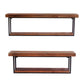 36" Set Of Two Black And Brown Wood And Metal Two Level Accent Shelf