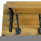 6" Black And Brown Metal And Solid Wood Five Hook Wall Mount Coat Rack
