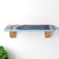 36" Blue And Natural Wood Agate Pattern Wall Mount Accent Shelf