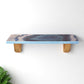 24" Blue And Natural Wood Agate Pattern Wall Mount Accent Shelf