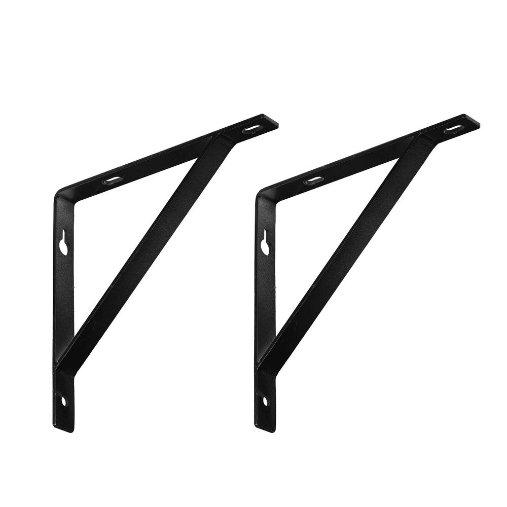7" Set Of Two Black Metal Wall Mounted Shelf Brackets
