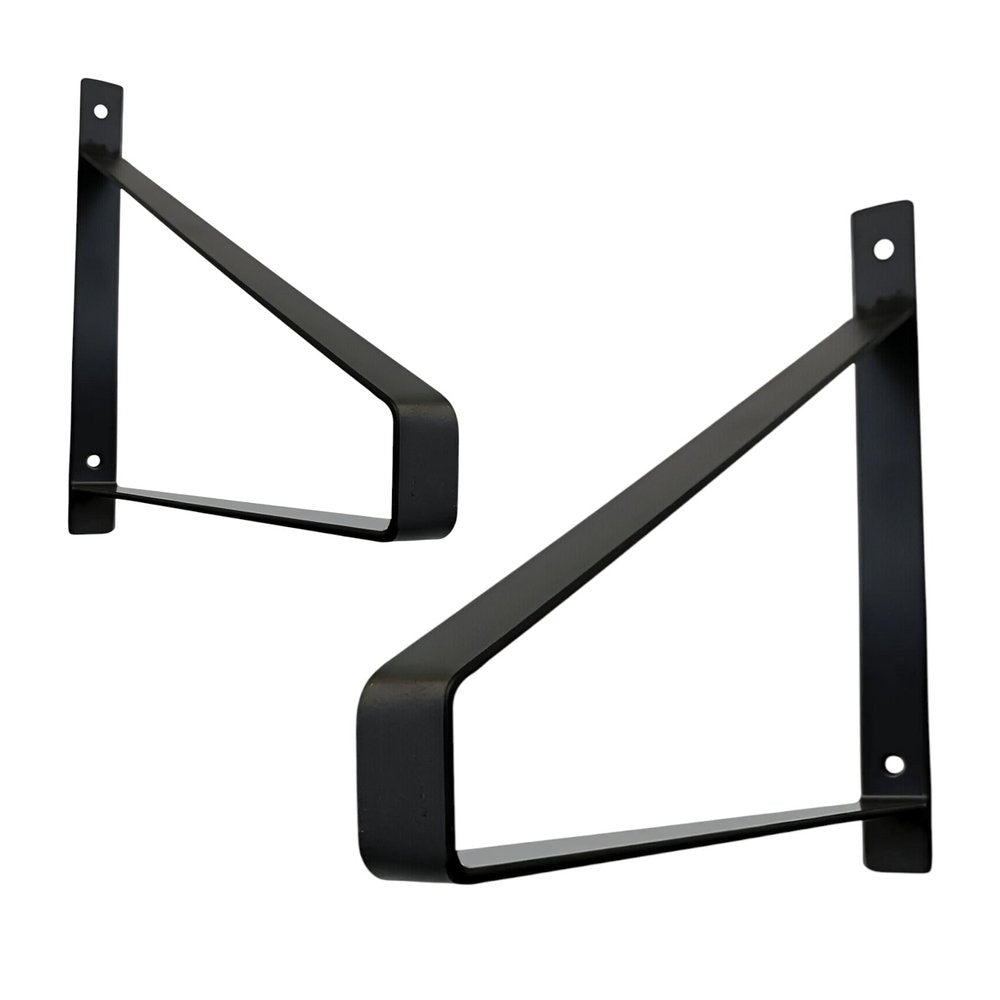 8" Set Of Two Black Metal Wall Mounted Shelf Brackets