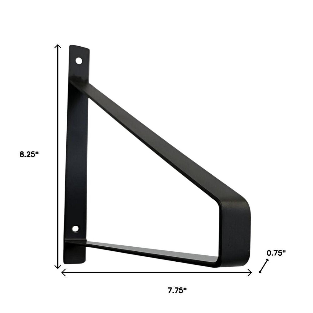 8" Set Of Two Black Metal Wall Mounted Shelf Brackets