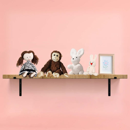 7" Set Of Two Black Metal Wall Mounted Shelf Brackets