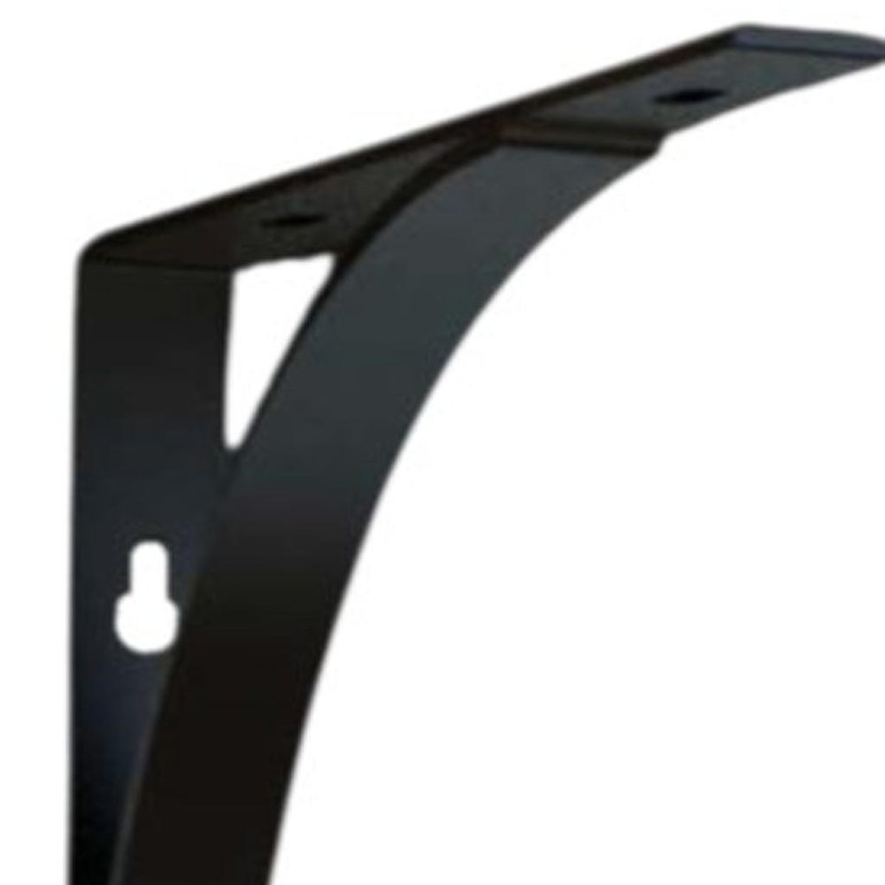 8" Set Of Two Black Curved Metal Wall Mounted Shelf Brackets