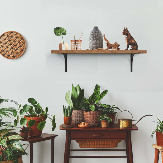 8" Set Of Two Black Curved Metal Wall Mounted Shelf Brackets