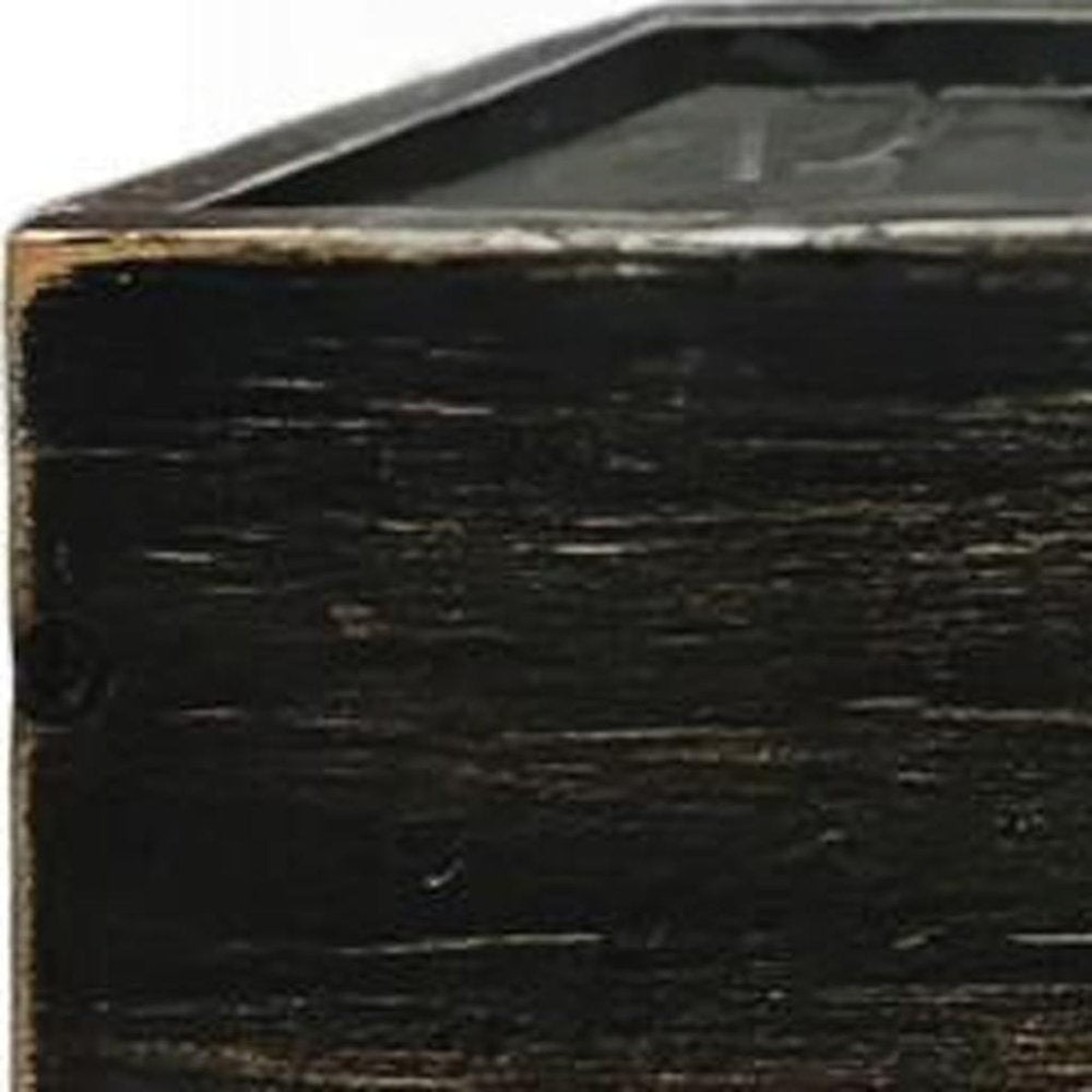 10" Black Distressed Wood Wall Mounted Floating Shelf With LED