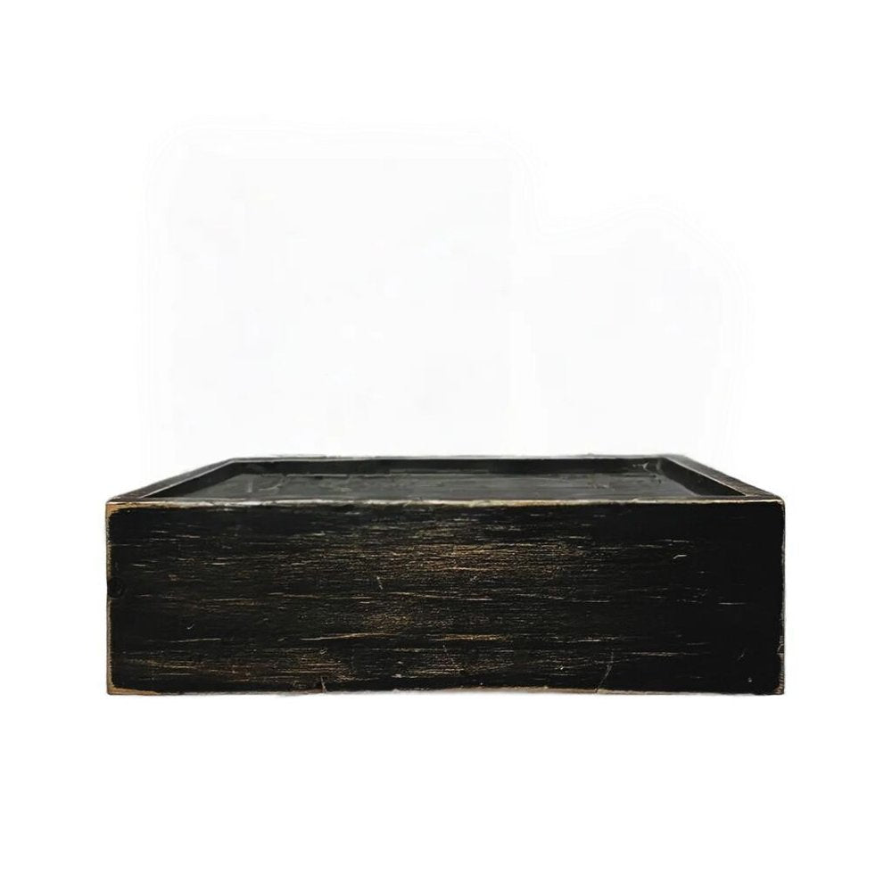 10" Black Distressed Wood Wall Mounted Floating Shelf With LED