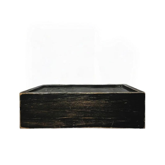 10" Black Distressed Wood Wall Mounted Floating Shelf With LED