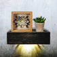 10" Black Distressed Wood Wall Mounted Floating Shelf With LED